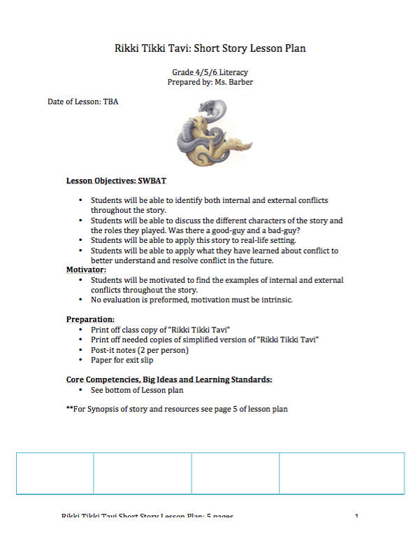 Rikki Tikki Tavi A Intermediate Reading Lesson Plan E Barber S Blog