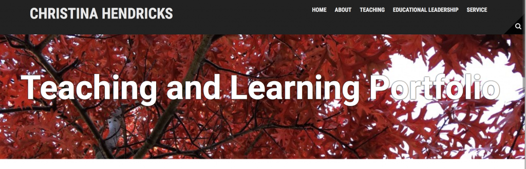 The header of my new teaching and learning portfolio site