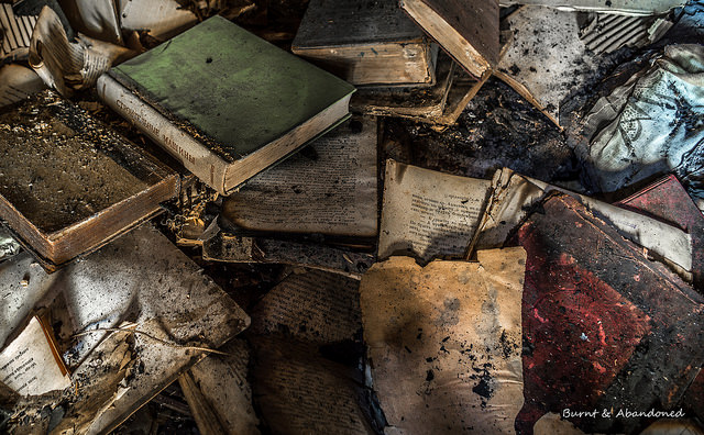 Books Destroyed, Flickr photo shared by darkday, licensed CC BY 2.0