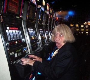 A 7-7-7 winning combination on a slot machine.  Source: Flickr Commons Image by: Bev Wager.