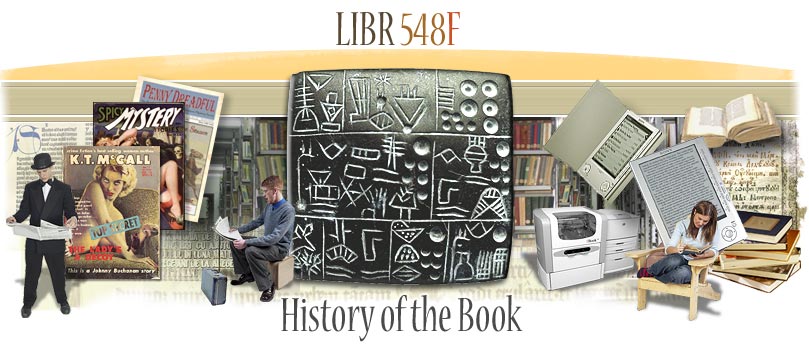 History of the Book - custom design collage illustration for one of UBC's Library courses