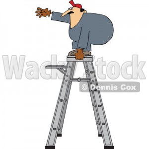 1121986-cartoon-of-a-worker-standing-unsteady-on-a-ladder---royalty-free-vector-clipart-by-dennis-cox-at-wackystock