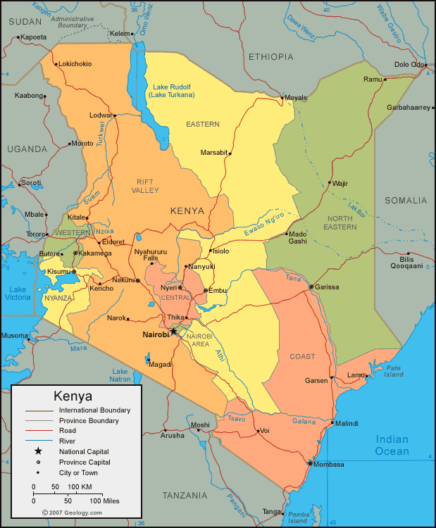 map of kenya and uganda. Map of Kenya