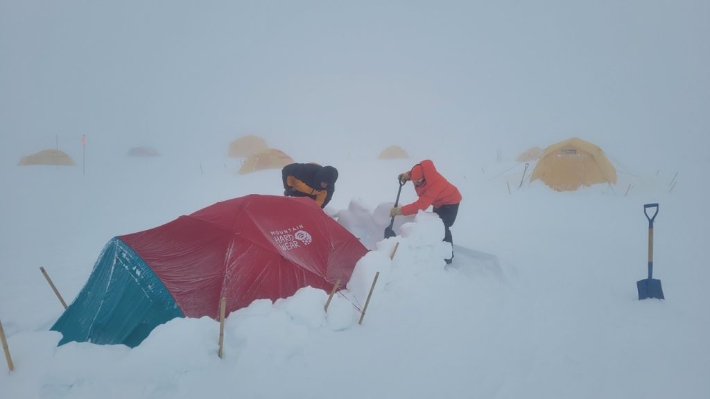 tent in a storm