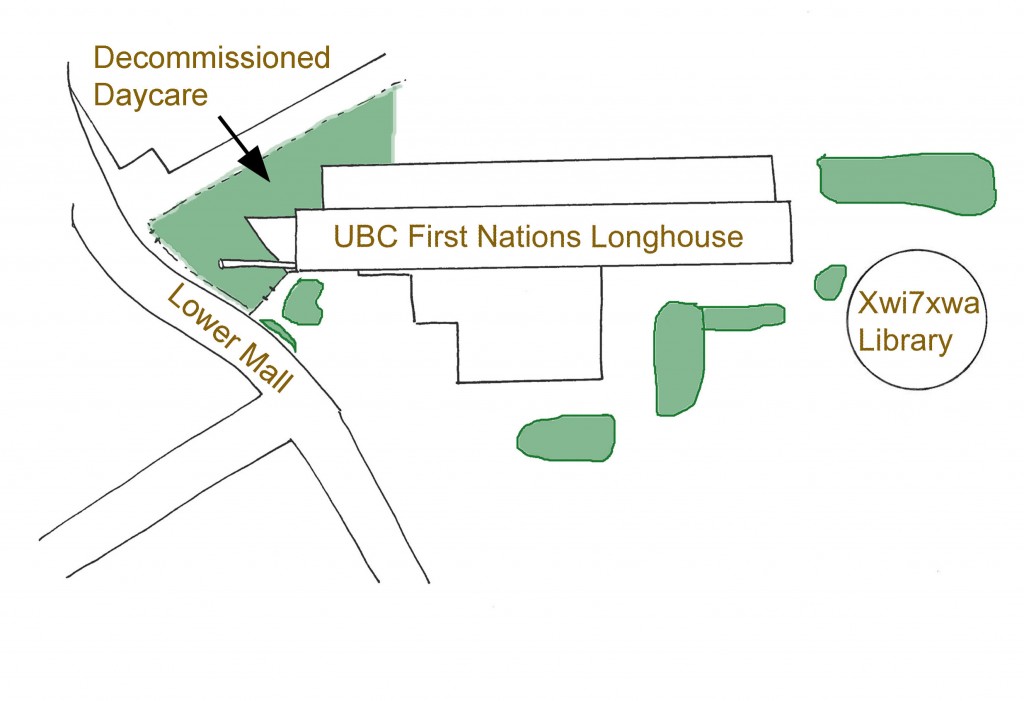 Enhancement sites around First Nations Longhouse.