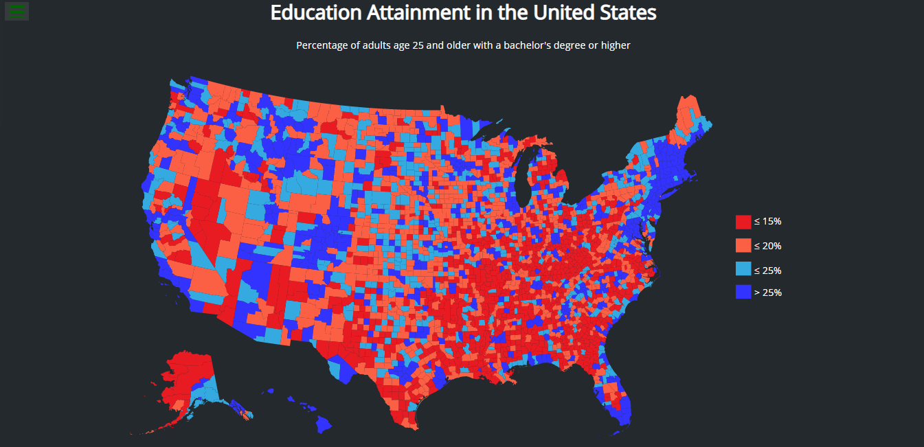 Github Rajdeepdev10choropleth Map A Choropleth Map Of Education Attainment In The Us 2085