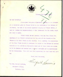 Letter from Wilfred Laurier to Richard McBride, Vertical File #444