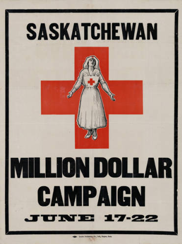 Poster depicting a nurse within a red cross