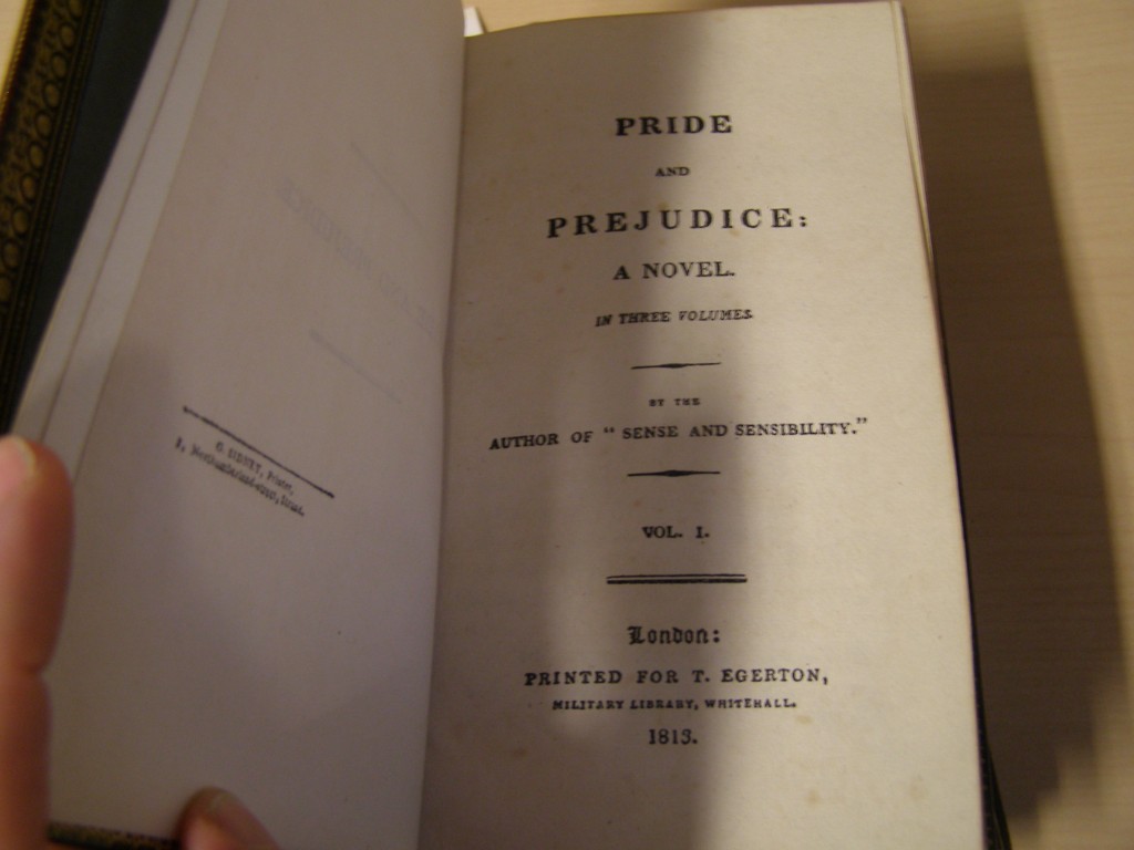 Image of title page from Pride and Prejudice