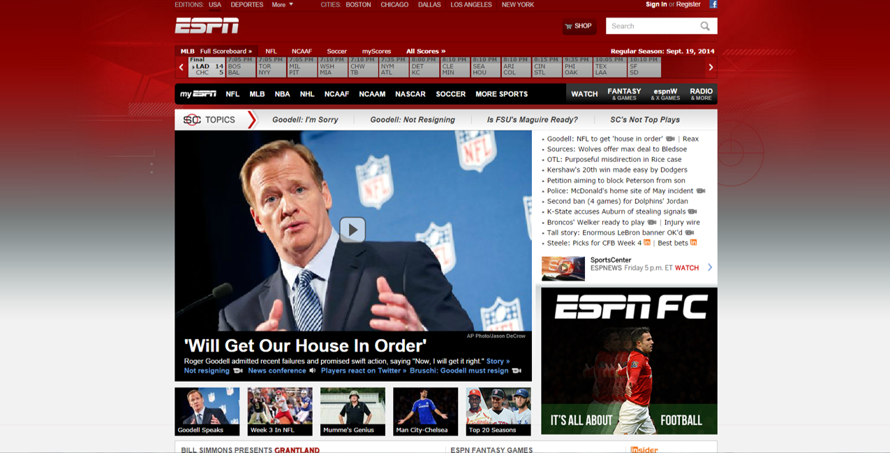 ESPN’s New Website design with Mobile- First Mentality | E Marketing Blog