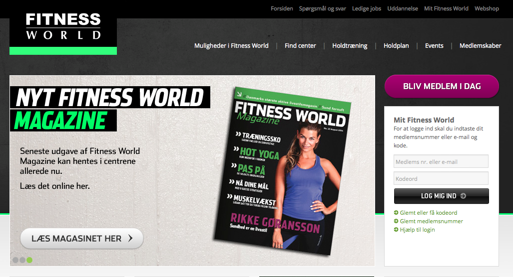 One of the biggest Danish gyms. Without a search button. Source: www.fitnessworld.dk
