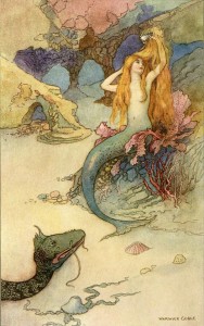 Mermaid painting, Warwick Goble