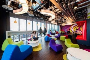 Google offers its employees trendy hangout spaces as well as free food and exercise facilities.