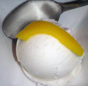 Coconut ice cream with a strip of Jackfruit