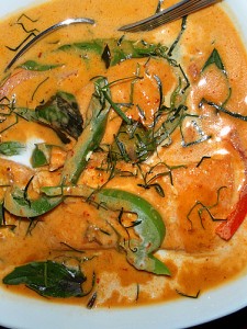 salmon in red coconut curry