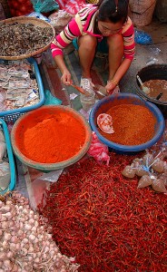 chiles plus in the market in Luang Prabang