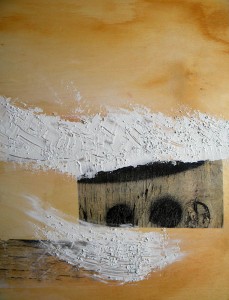 old wood painting with pebble texture applied