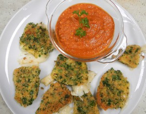 fried Manchego cheese with Romesco sauce