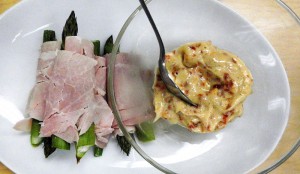 roasted asparagus wrapped in ham
