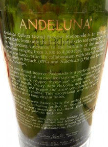 the back label from the Bordeaux blend