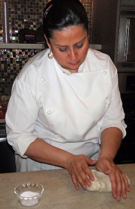 Chef Rosanna demonstrates how to prepare the masa