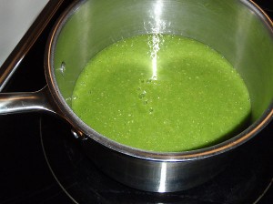 simmer until green becomes less bright