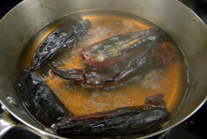 Boiling Charred Chiles