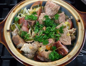 Baeckenofe, a meaty Alsatian stew