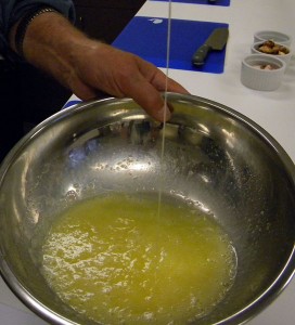 beat the egg and sugar mixture until they form a ribbon