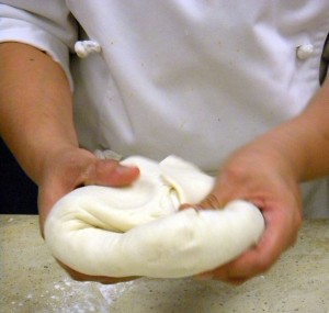 preparing the dough for the flour tortilla
