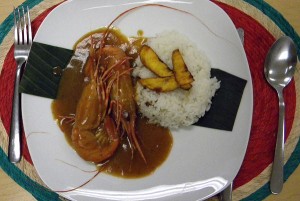 mole with prawns, Veracruz-style