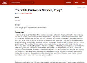 A funny customer review on cnet.com