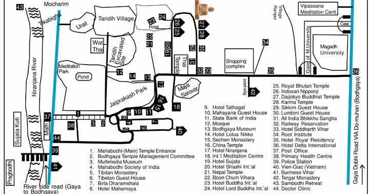 map of bodhgaya