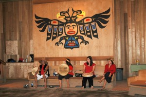 Inside a aboriginal building in Sechelt, British Columbia.