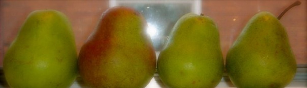 Pears rest on a window sill