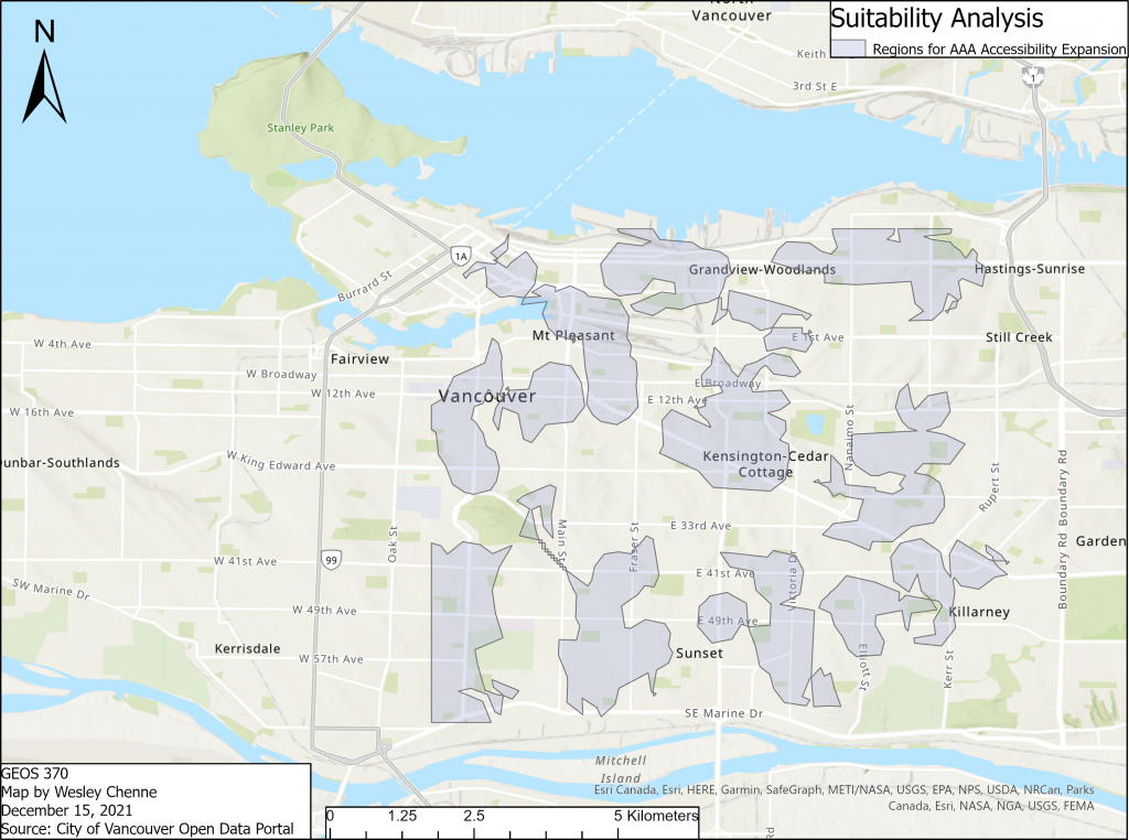 Figure 4. Proposed areas for expanding accessibility to the AAA Bikeway network