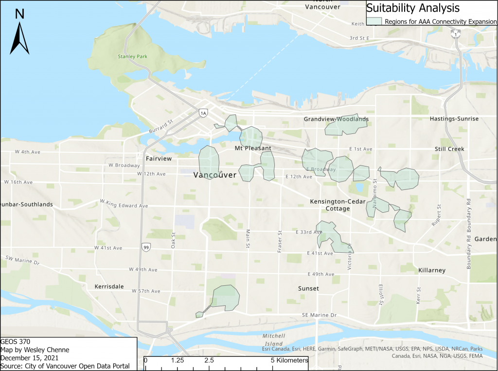 Figure 5. Proposed areas for expanding connectivity of the AAA Bikeway network