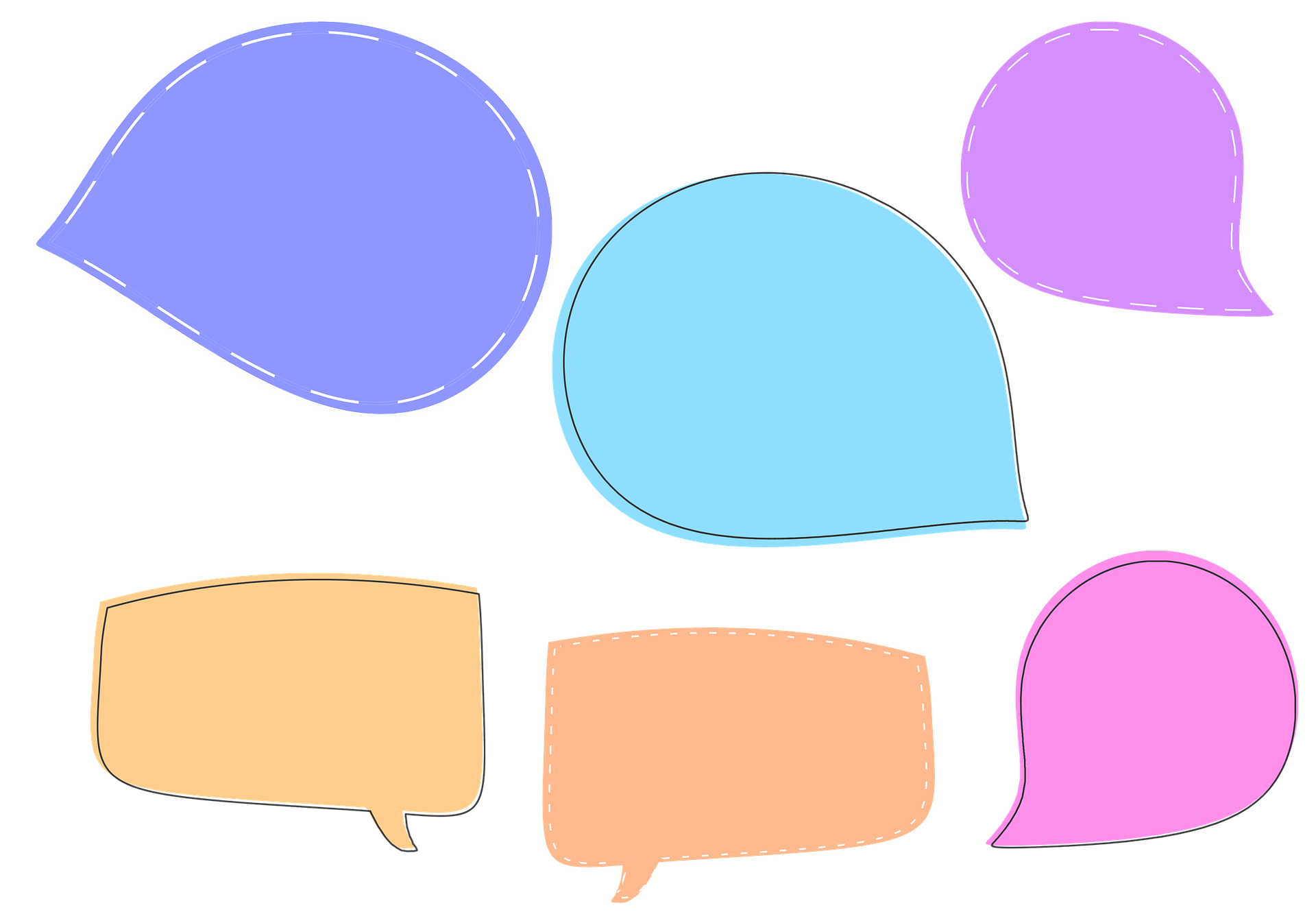 Different coloured thought bubbles