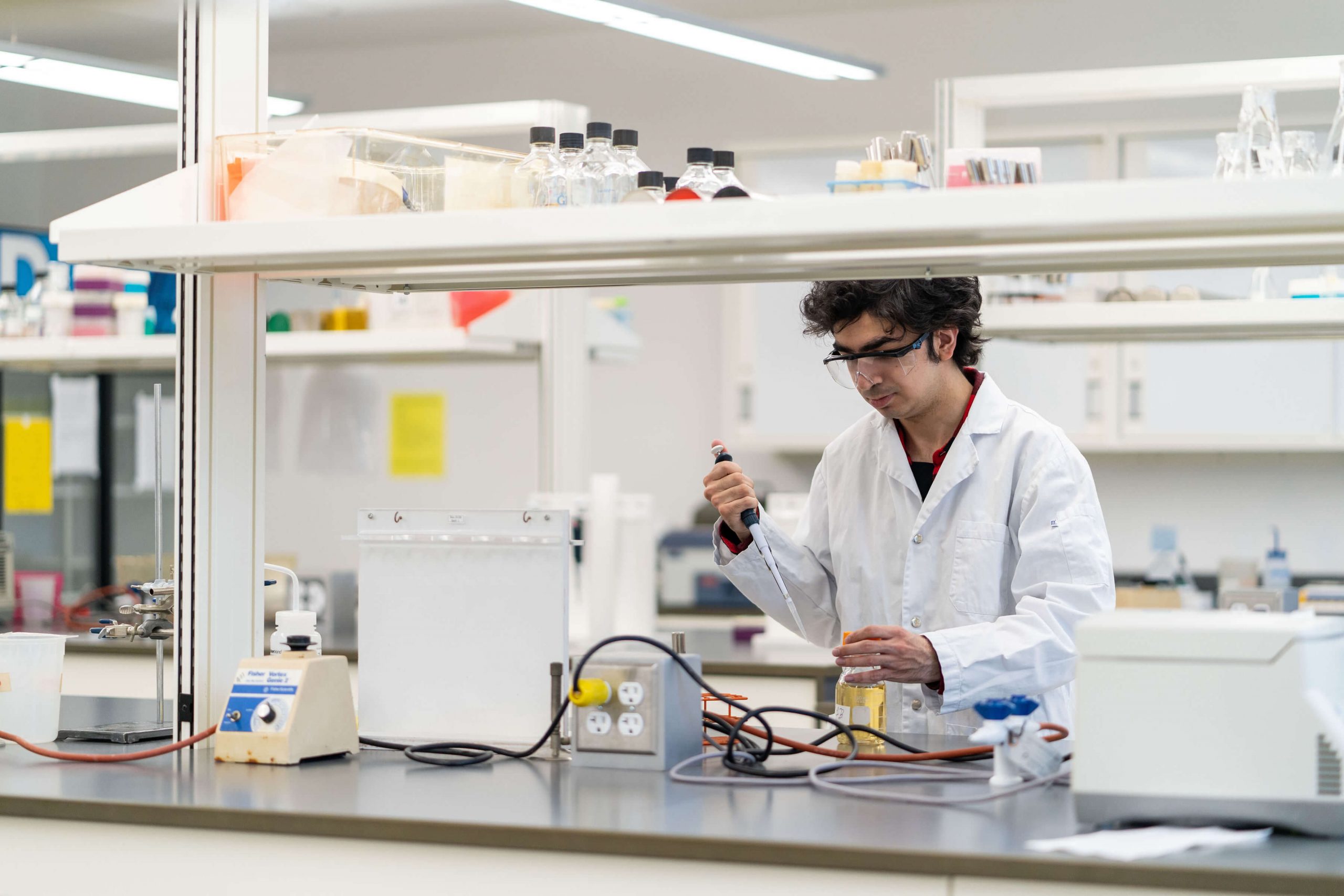 Nicholas doing work at a lab bench