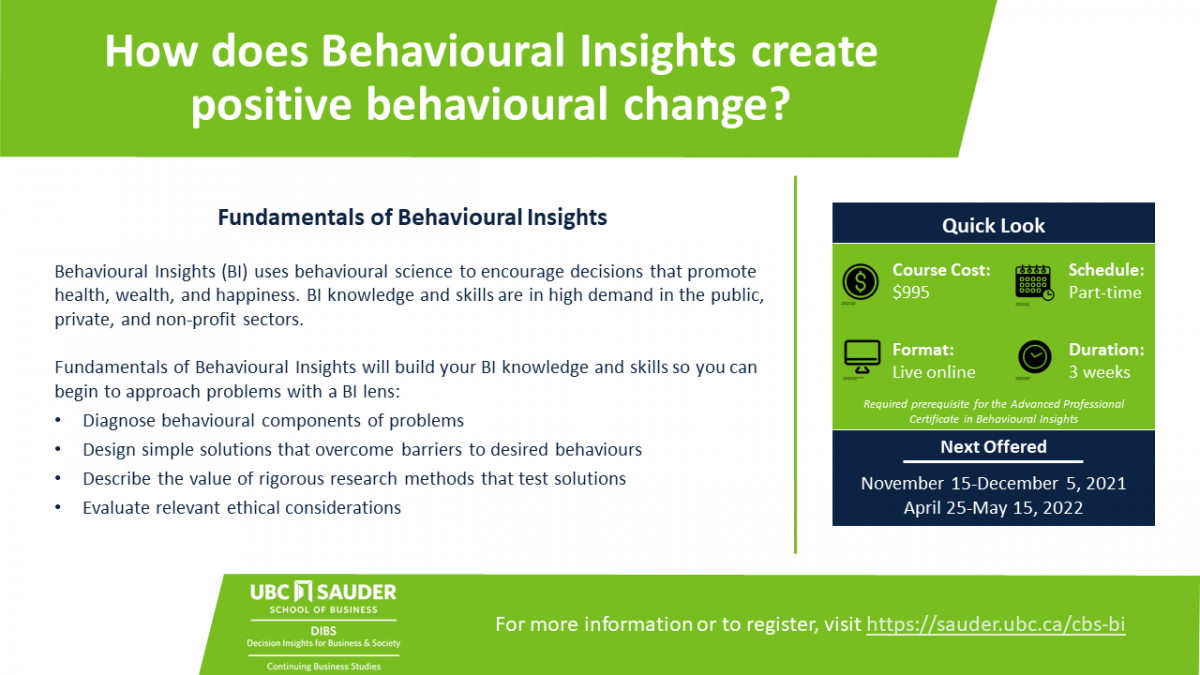 Register for Fundamentals of Behavioural Insights (Nov 15-Dec 5 ...