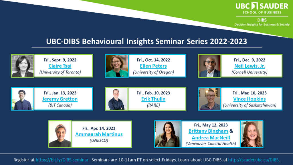 UBC-DIBS Behavioural Insights Seminar Line-Up for 2022-2023