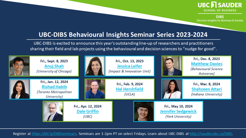 UBC-DIBS Behavioural Insights Seminar Line-Up for 2023-2024