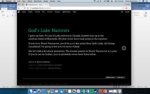 Img. 1: First screen upon opening God's Lake Narrows.