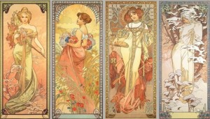 The Seasons by Art Nouveau artist Alfonse Mucha