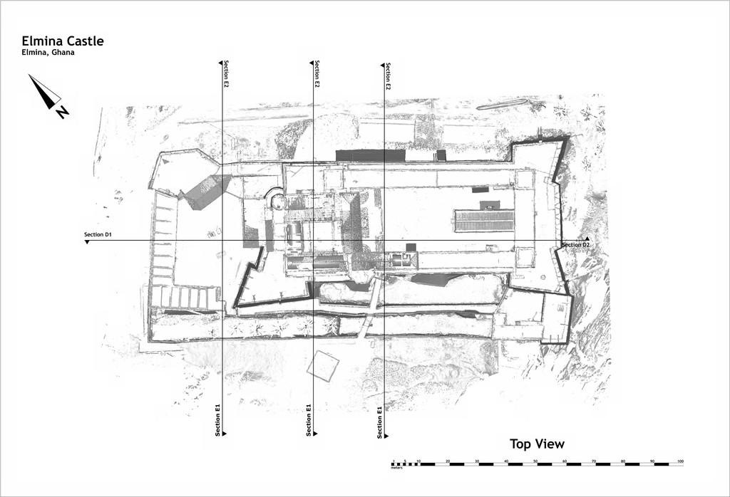 Figure 2: Top view drawing of Elmina Castle