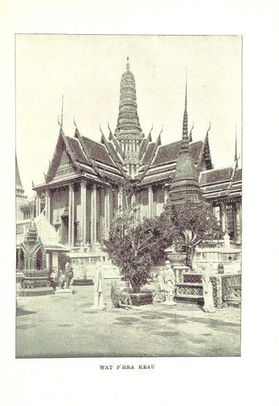 Black and White image of the exterior of the temple of the Emerald Buddha