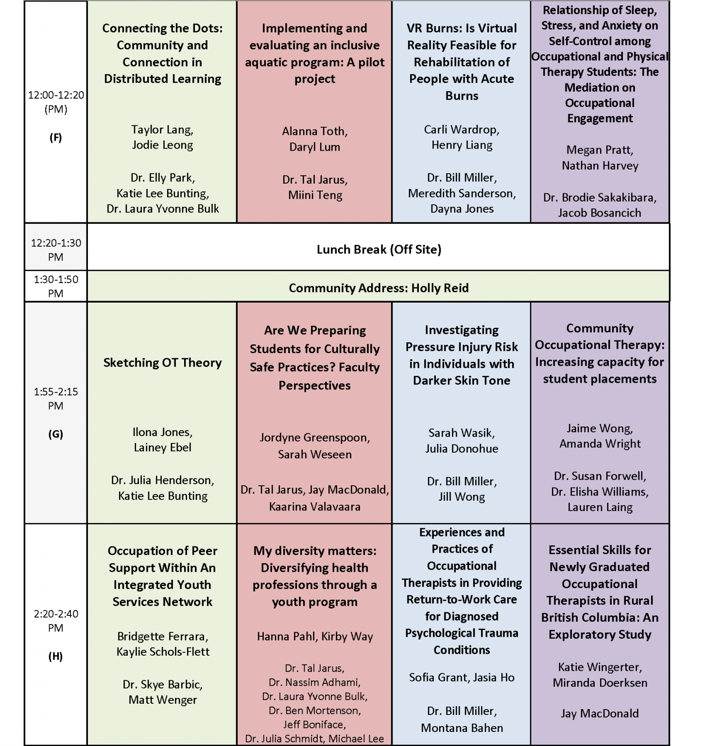 Schedule UBC OSOT Capstone Conference