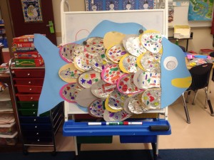 Art work inspired by  Arc-En-Ciel by Marcus Pfister and completed by the students in my Grade one practicum placement in Surrey