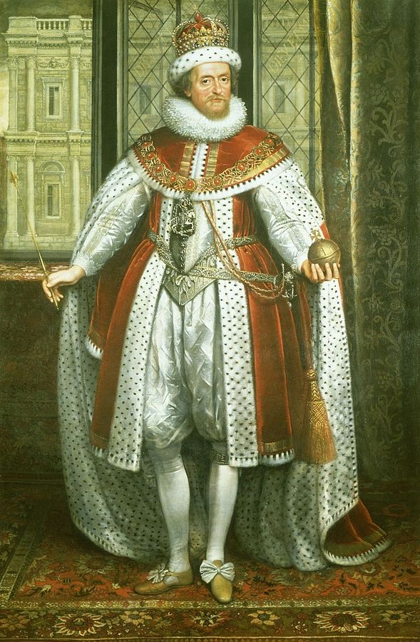 James I of England, c. 1620. Public domain on Wikimedia Commons.