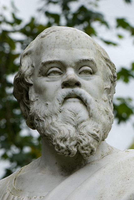 statue of Socrates, showing just the head